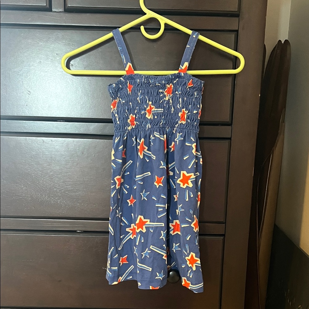 Hanna Andersson Navy Blue Sundress with Red and White Star Print